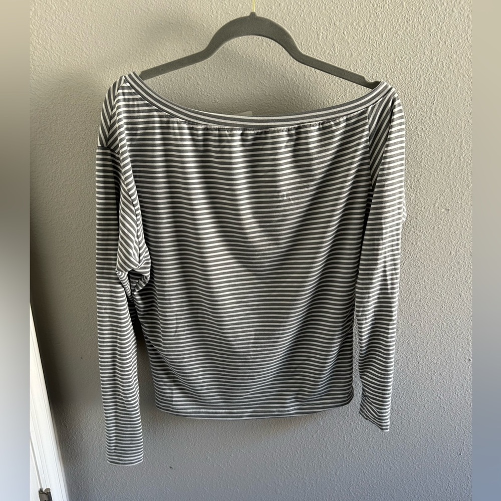 DYI Soft Stripped Top in Grey and White Size: XS
